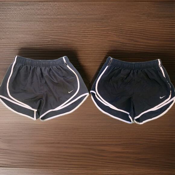 2 Nike Dri-Fit Built-in Liner Running Shorts Medium Gray Black - Picture 1 of 7